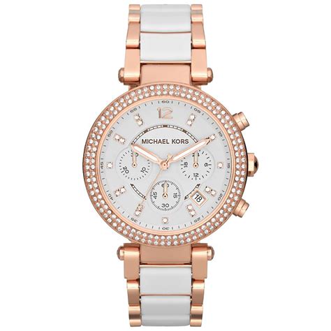 michael kors uhr rosegold weiß|michael kors damenuhrn.